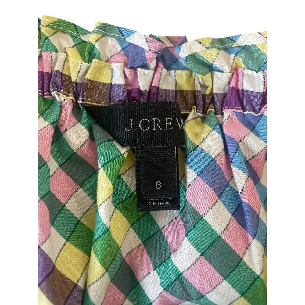 J.CREW Gingham Check Tank Top in Fun Rainbow Print Size 6
